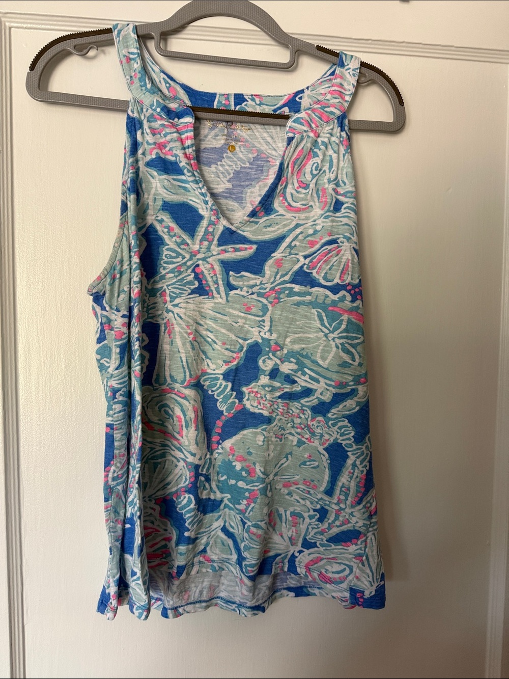 Lilly Pulitzer Blue Shell & Starfish Print Tank Top